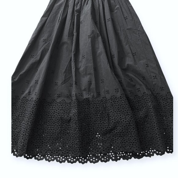 ULLA JOHNSON Celestia Broderie Anglaise Cotton Midi Dress, Black, Size 4, NWT - Picture 9 of 16
